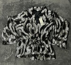 Kaktus Lined Black And Silver Metalic Blouse Perfect for Parties! Large